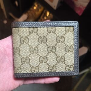 Gucci Beige and Brown GG Canvas Wallet